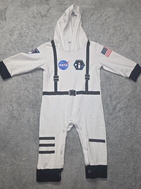 NASA Infant Astronaut Hoodie Romper Costume in White 12m